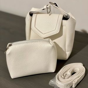 White faux leather handbag